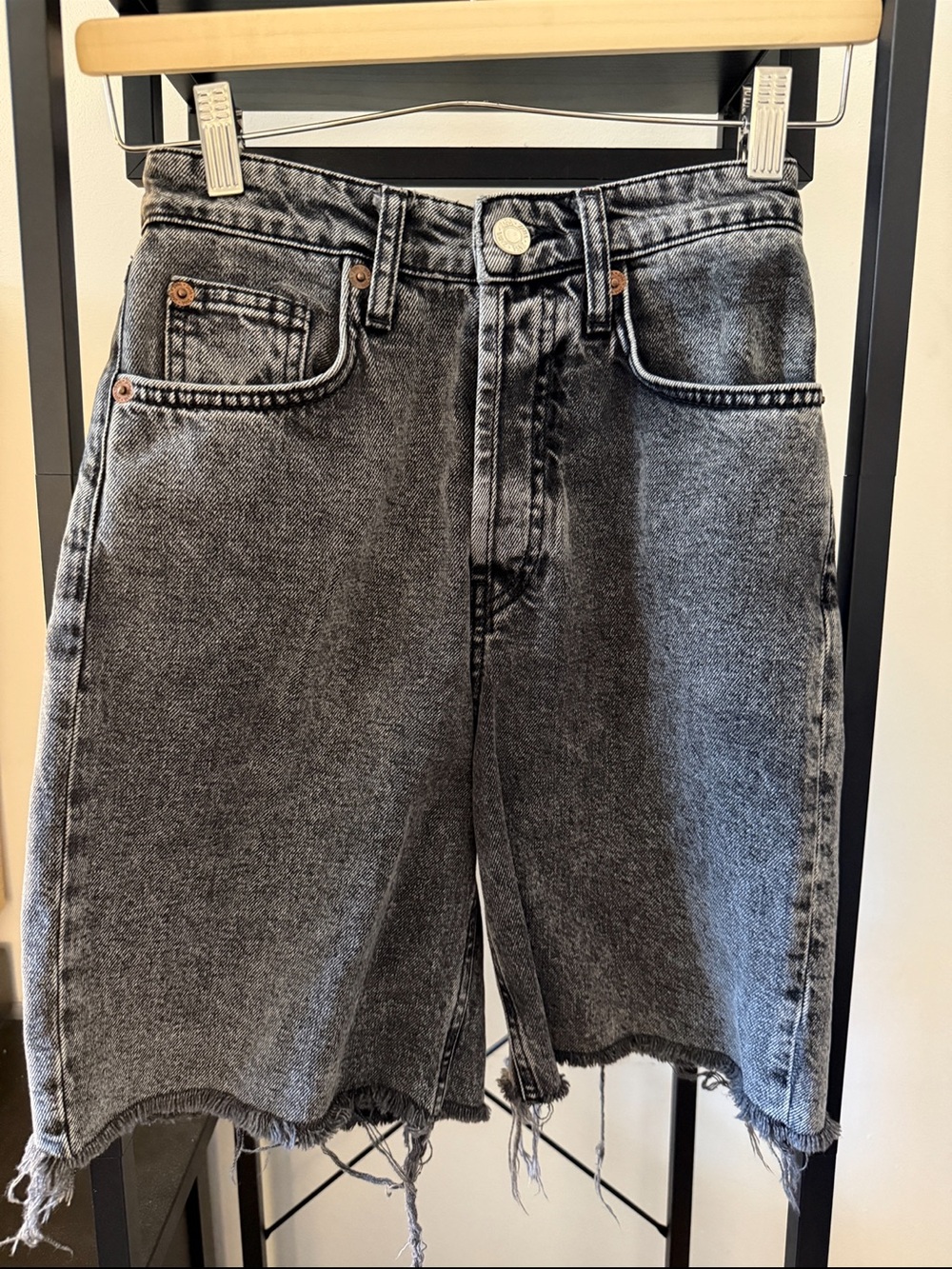 Women’s Black Washed Denim Shorts - Classic Look